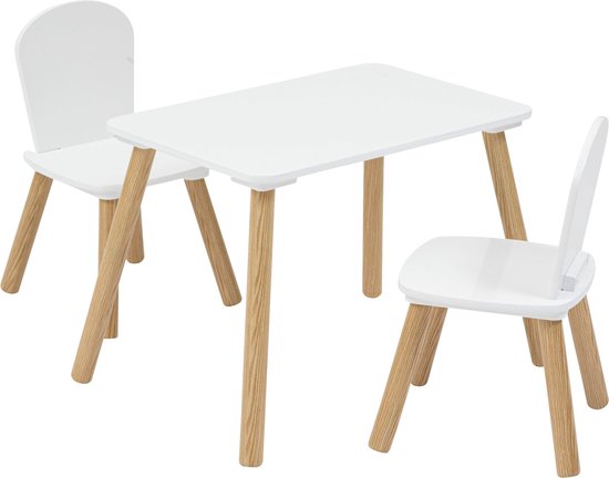 Atmosphera Kinder-Set Zeichentisch/Kindertisch + Kinderstühle – 58 x 38 x 43 cm – Weiß