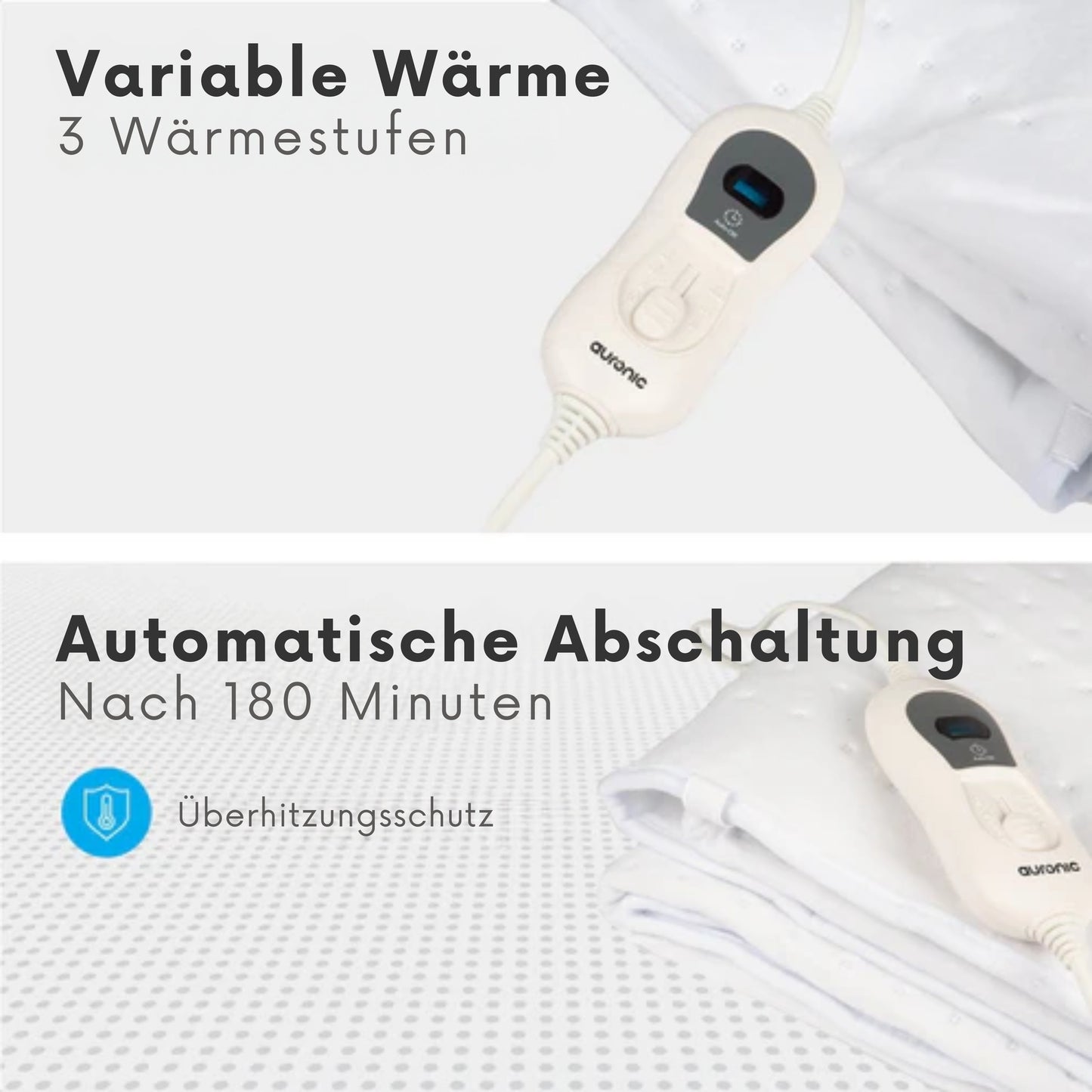 Auronic Elektrische Heizdecke - 1 Person - 150x80cm - Weiß