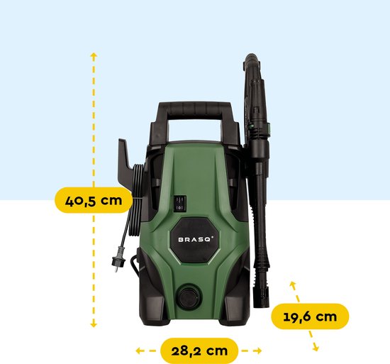 BRASQ HPW 105 Hochdruckreiniger - Terrassenreiniger - Hochdruckreiniger - 1400W - 105 bar - 426 L/H - Komplettset