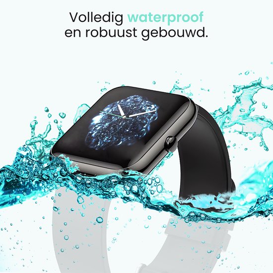 MAOO AMPLIFY Smartwatch - Inkl. Bildschirmschutz - Herzfrequenz, Blutdruck, Blutsättigung, Schlaf, Entfernung - Schrittzähler - Smartwatch Männer - Smartwatch Frauen - Uhr - Weihnachtsgeschenk - Schwarz