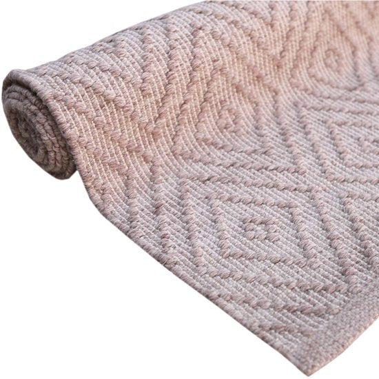 AXI Bali Outdoor-Teppich – Rechteckig – 140 x 200 cm – Rosa – Geometrisches Muster – Outdoor-Teppich – Wetter- und UV-beständig – Flachgewebt – Gartenteppich – Für drinnen und draußen