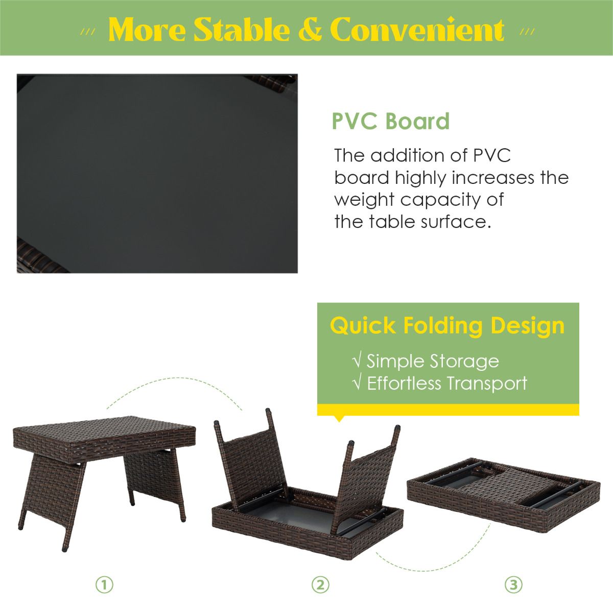 Coast Outdoor Couchtisch - klappbar - 60 x 40 x 40 cm - Braun