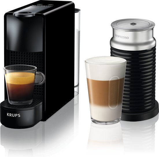 Krups Nespresso Essenza Mini XN1118 – Kaffeekapselmaschine – Schwarz – Mit Milchaufschäumer – Kompakt – Für Nespresso-Kapseln