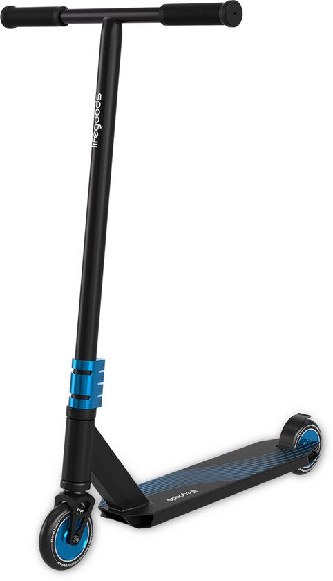 LifeGoods Stuntstep Pro X - T-Bar - HIC - Schritt für Kinder - Jungen/Mädchen - 110mm - 100KG - Schwarz/Blau