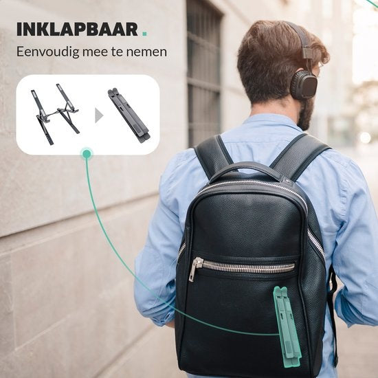 LURKÂ® Laptop-Ständer verstellbar - Ergonomischer Laptop-Halter - klappbar - Notebook/Buch/Tablet - Aluminium - 11 bis 17 Zoll - Schwarz