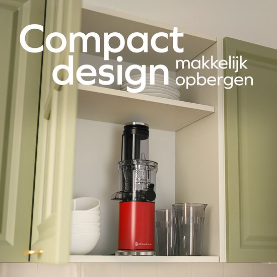 KitchenBrothers Slowjuicer - Vertikal - Entsafter - Gemüse- und Obstpresse - 80 mm - 750 ml - Rot