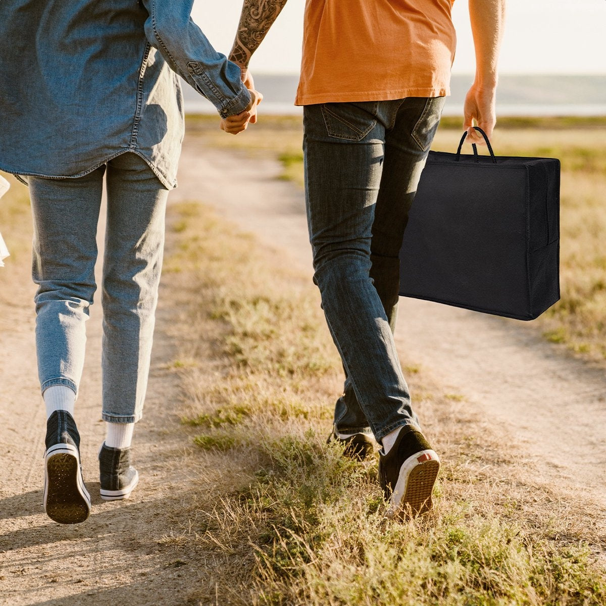 LifeGoods Outdoor-Teppich - 120x180CM - Gartenteppich - Reversibel - Inkl. Tragetasche - Mit Muster - Beige/Weiß