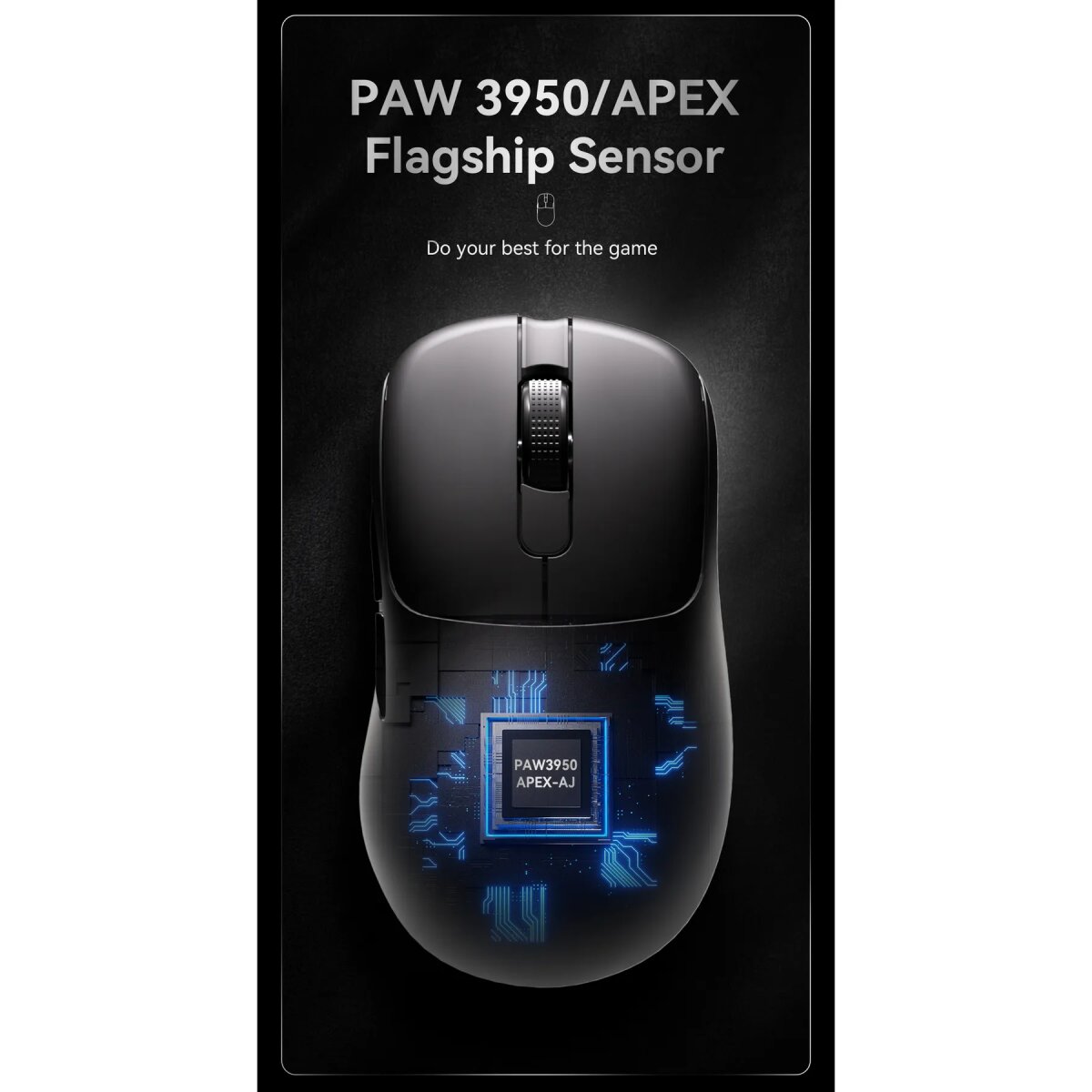 AJAZZ APEX Gaming Mouse - Ultraleicht 56 g - 42.000 DPI - 8K Hz Polling - 12,5 × 6,5 × 3,9 cm - Schwarz