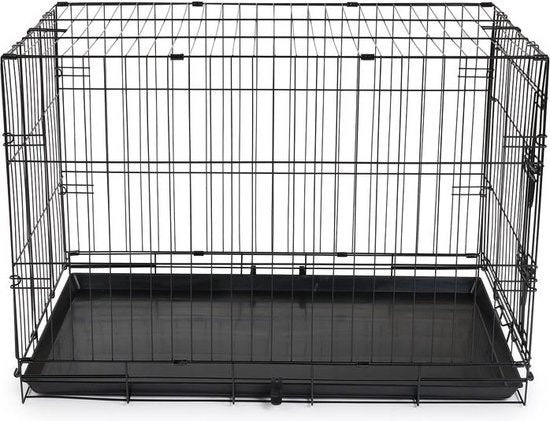 Hundebox – XL – 91 x 56 x 63 cm – Zusammenklappbar – Metall, Kunststoff – Schwarz – VI Online Products