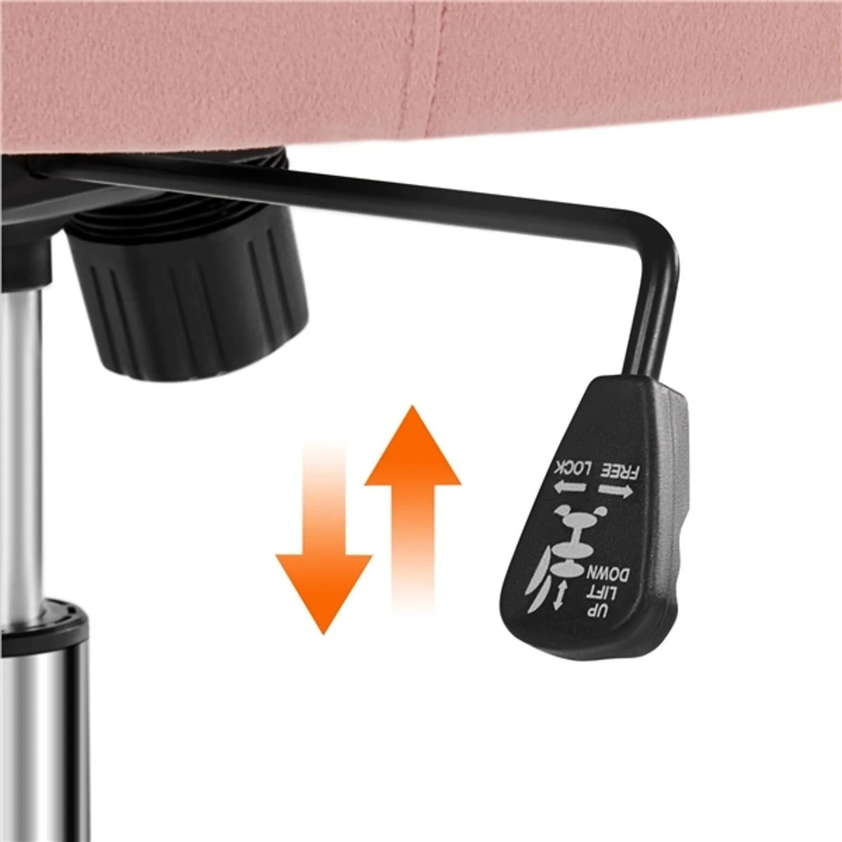 Yaheetech Bürostuhl mit Schaukelfunktion - mit höhenverstellbarem Gaslift und 360° drehbaren Rädern und vertikalem Muster - für Büro und Empfangshalle - rosa Samt und Metall - 60 x 56,5 x 73-83 cm