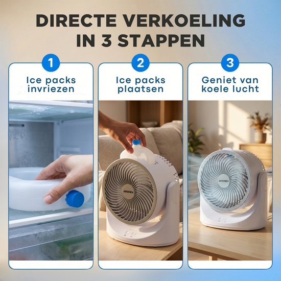 Mini-Luftkühler – Persönlicher Luftkühler mit Kühlbox – Tragbarer Ventilator und Luftbefeuchter – Wiederaufladbar – 3 Geschwindigkeitsstufen – 7 LED-Farben – Flüsterleise