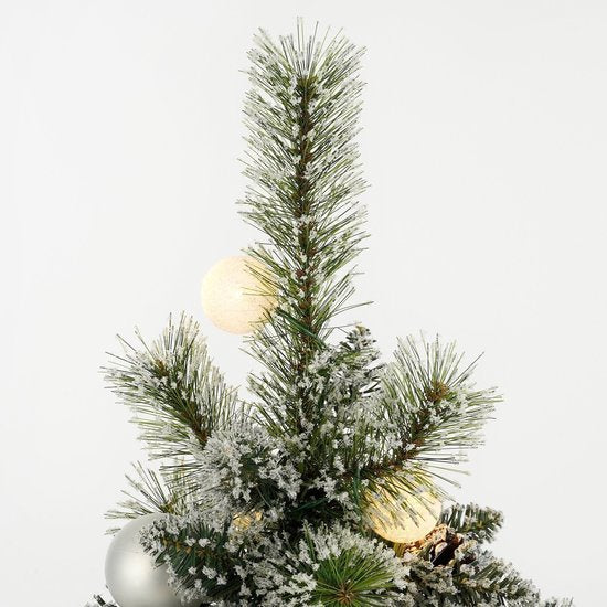 Black Box Trees Kaprun Weihnachtsbaum im Topf – Grün, Frosted Silber, Warmweiß – batteriebetrieben und mit Timer-Funktion – Höhe 90 cm