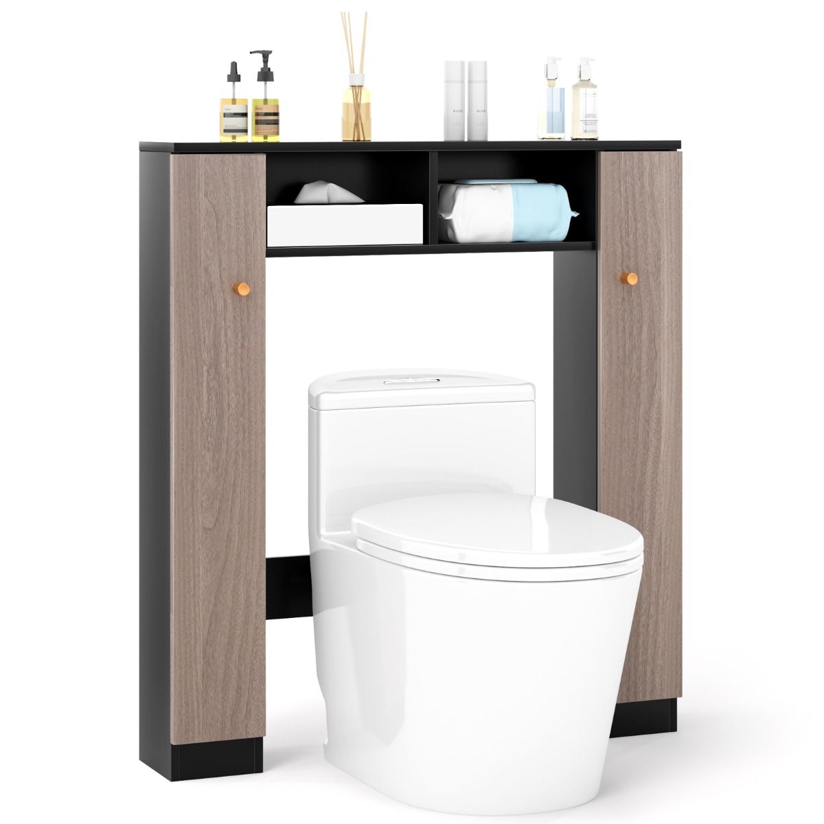 Coast Badezimmerschrank über der Toilette – Doppeltür – verstellbare Einlegeböden – schwarz
