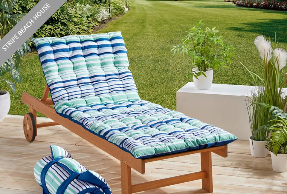 Home & Comfort tragbare Liegeunterlage – Stripe Beach House Blue – bequem und leicht zu transportieren