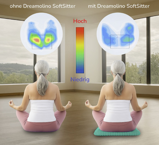 Dreamolino Sitzkissen mit Schutzbezug – Ergonomisch – Softsitter – 42 x 37 x 3,5 cm