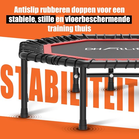 DH FitLife Faltbares Fitness-Trampolin Ø121 cm - Indoor-Trampolin ohne Installation - Mit 3 verstellbaren Griffen - Stabil & leise, bis zu 150 kg, für Kinder & Erwachsene