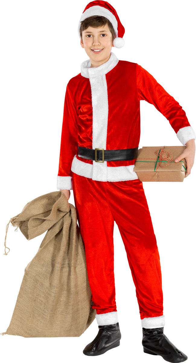 Dressforfun - Jungenkostüm Sint-Niklaas 10-12 Jahre - Vollkostüm mit Zipfelmütze, Oberteil, Hose, Gürtel und Stiefelstulpen - Größe 140
