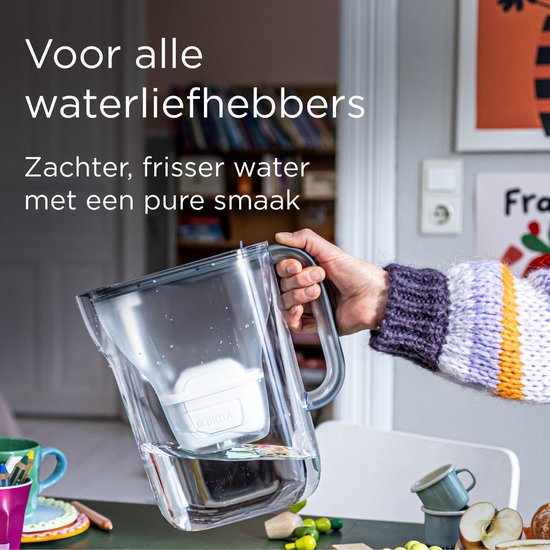 BRITA Wasserfilterkanne Style Essential Cool – 2,4 l – Blau – inkl. 6 MAXTRA PRO Pure Performance Wasserfilterkartuschen – passt in den Kühlschrank, mit Smart LED Light und Klappdeckel