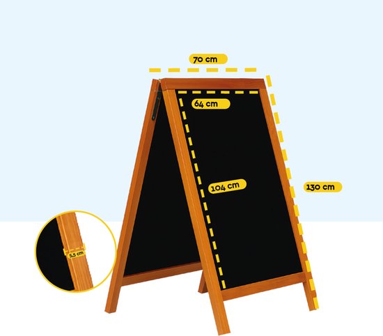 BRASQ Chalkboard Mahagoni - 70x130 CM - Chalkboard - Werbeschild - Bürgersteigschild - Doppelseitig - für Innen und Außen - Gastgewerbe