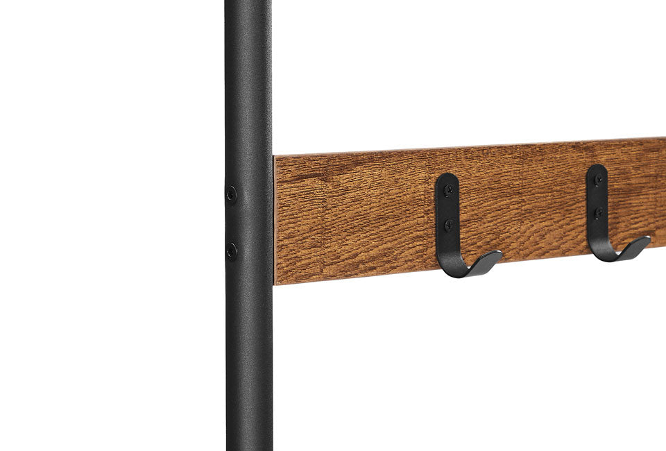 Home&Comfort Multifunktionale Garderobe, Schuhregal und Bank in 1 - 70x32x177 cm - Holzoptik & Schwarz