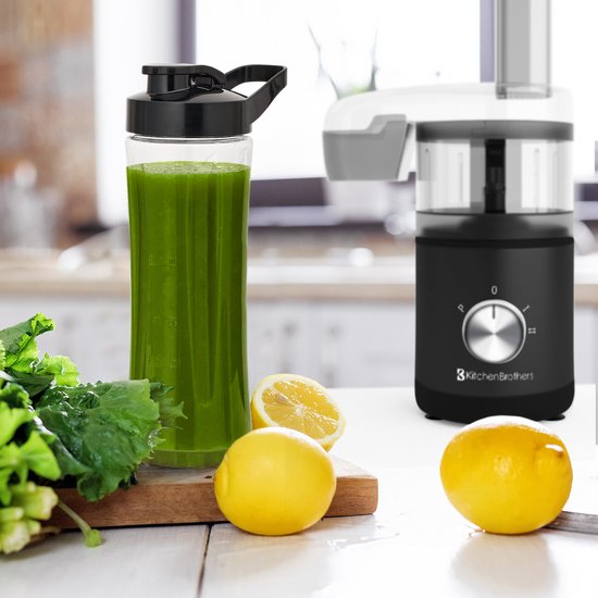 KitchenBrothers Küchenmaschine - Zerkleinerer - Gemüseschneider - 5-in-1 Multifunktionsmodell - Kompakte 0.5L Küchenmaschine - Zwiebelschneider - Schwarz