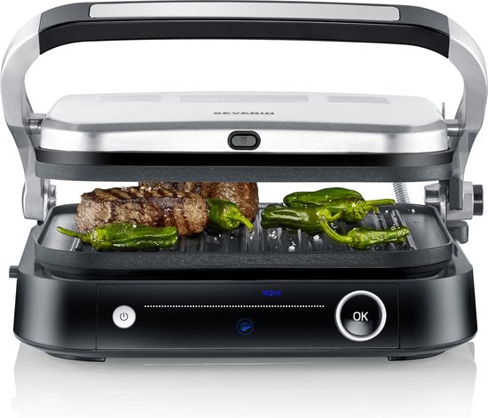 Severin KG2395 Kontaktgrill SEVINI Pro – 7 automatische Programme – Antihaftbeschichtung – bis zu 230 °C