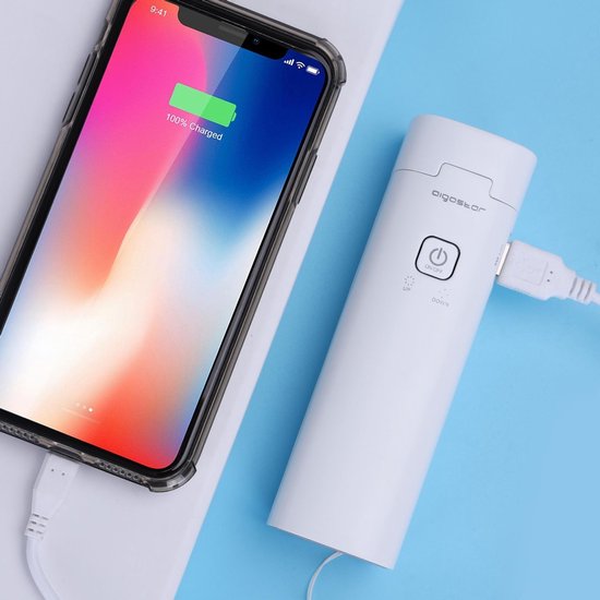 Aigostar Ivory – LED-Schreibtischlampe – dimmbar – USB-Ladeanschluss – 3 Helligkeitsstufen – zusammenklappbar – mit Handyhalterung – Weiß