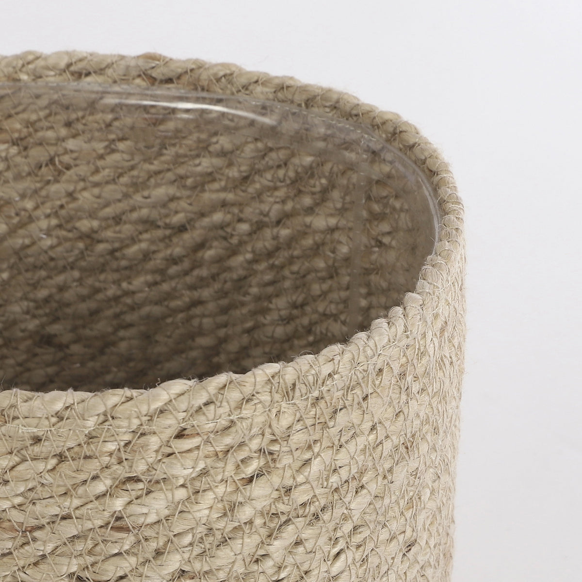Mica Decorations Atlantic Pflanzenkorb - H 20 x Ø 20 cm - Handgefertigt aus Jute - Creme - Mit Kunststoffauskleidung