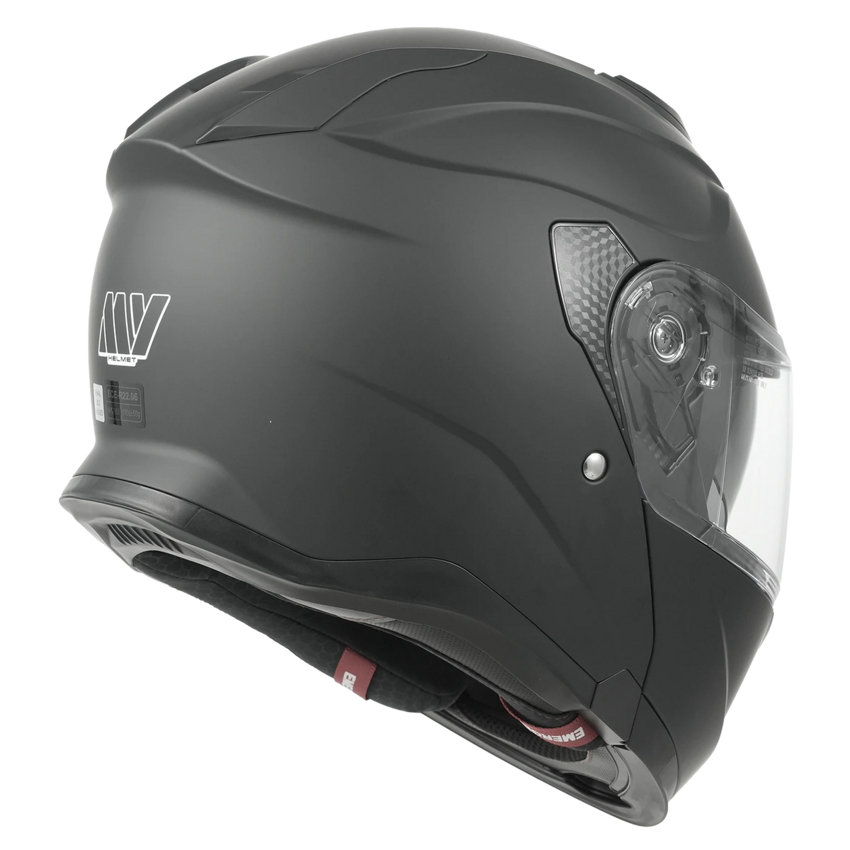 MY Flip-Up-System-Motorradhelm – ECE 22.06-zertifiziert – Größe M – Mattschwarz und Silber – ABS