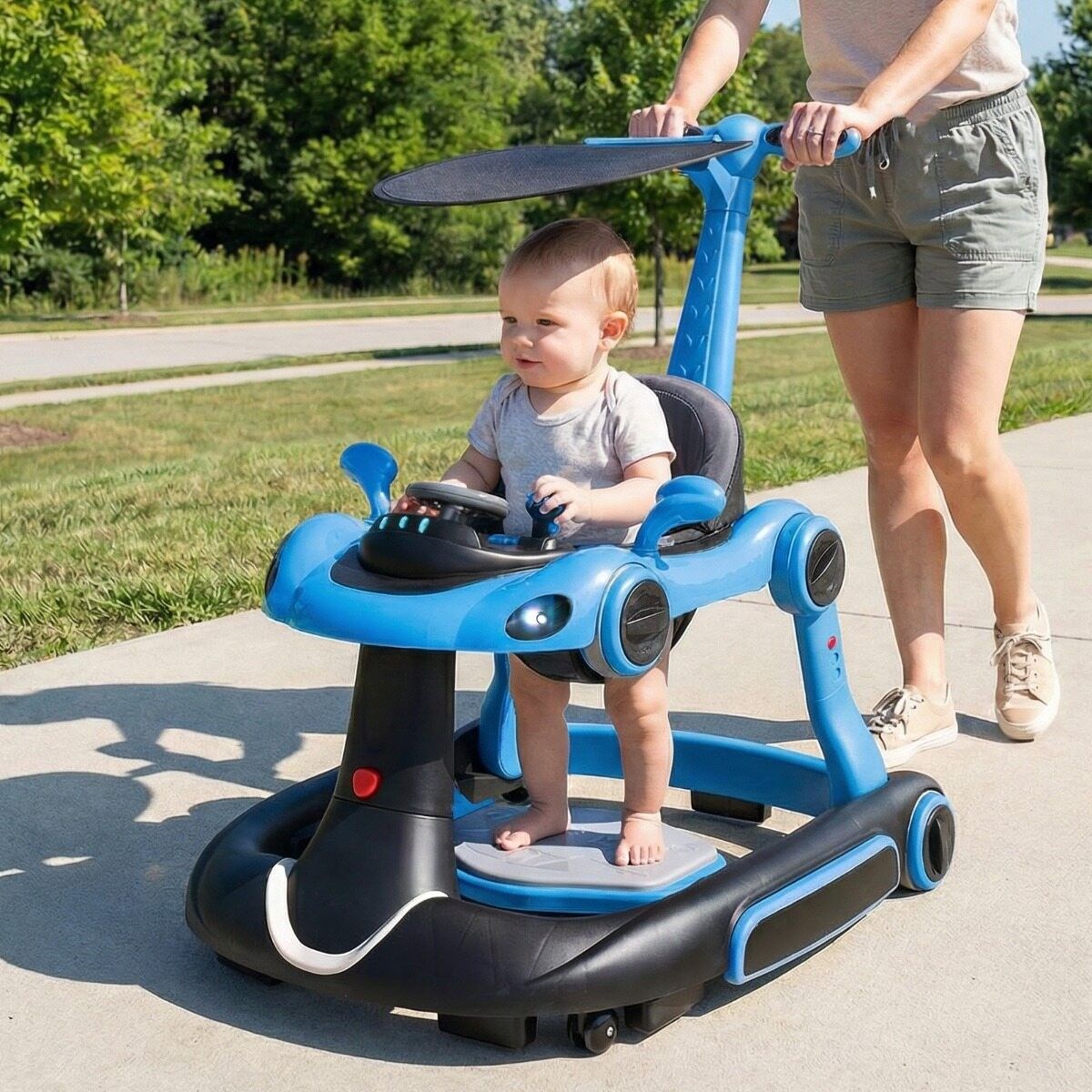 Coast 7-in-1-Lauflernwagen – höhen- und geschwindigkeitsverstellbar – Spielbrett mit Musik und Licht – blau