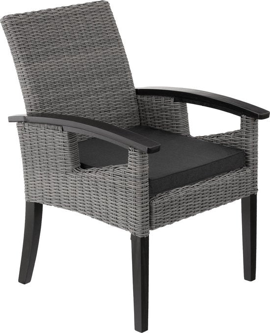 tectake - Geflechtstuhl Gartenstuhl Terrassenstuhl - Rosarno - grau - 404806 - Poly-Rattan