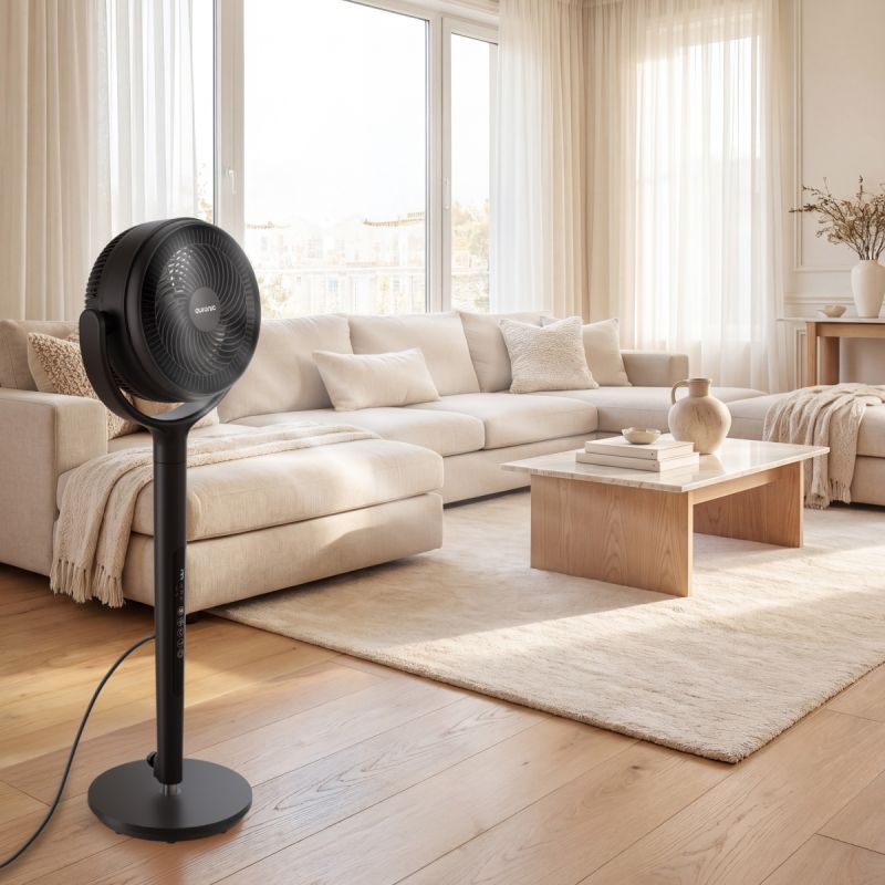 Auronic Omni Ventilator Schwarz – 12 Geschwindigkeitsstufen – 120°-Oszillation – mit Fernbedienung