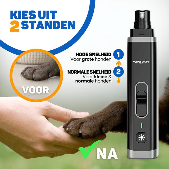 Vulpes Goods®Home Elektrische Nagelfeile - Diamantfeilenkopf - Wiederaufladbar - Schwarz