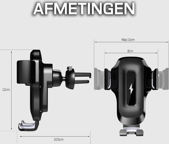 Podec Telefonhalter Auto - Mit Saugnapf - Drahtloses Ladegerät 15W - Für Lüftungsgitter