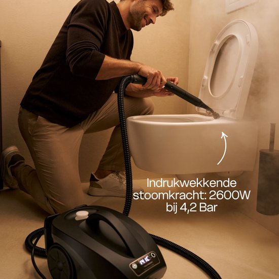 Techweise TS3 – Dampfreiniger – Reinigungsgerät – 2600 W, 4,2 bar Dampfdruck – Nass- und Trockendampf – Für Fußböden, Badezimmer, Auto und mehr – 5 m Kabel – Innerhalb von 1 Minute aufgeheizt