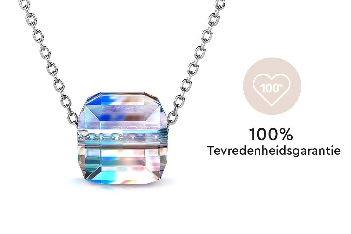 Yolora Damen Halskette mit Kalpa Camaka Kristall Anhänger - Farbe Silber - 18K Weißgold plattiert - Geschenkbox - Muttertagsgeschenk