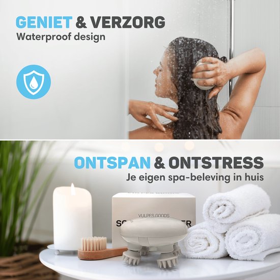 Vulpes Goods® BodyCare - Kopfmassagegerät mit Infrarot - Elektrisches Massagegerät - Kopfhautmassagegerät - Haarbürste - Stimuliert Haarwachstum & Durchblutung - USB aufladbar