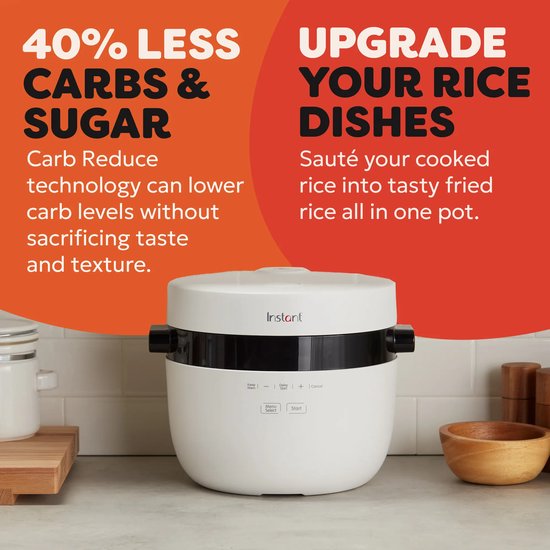 Instant Pot Reiskocher & Dampfgarer 4,8 l – 8 Programme – Slow Cooker – Anbraten – CarbReduce-Technologie – Bis zu 20 Portionen – Mehrkorn
