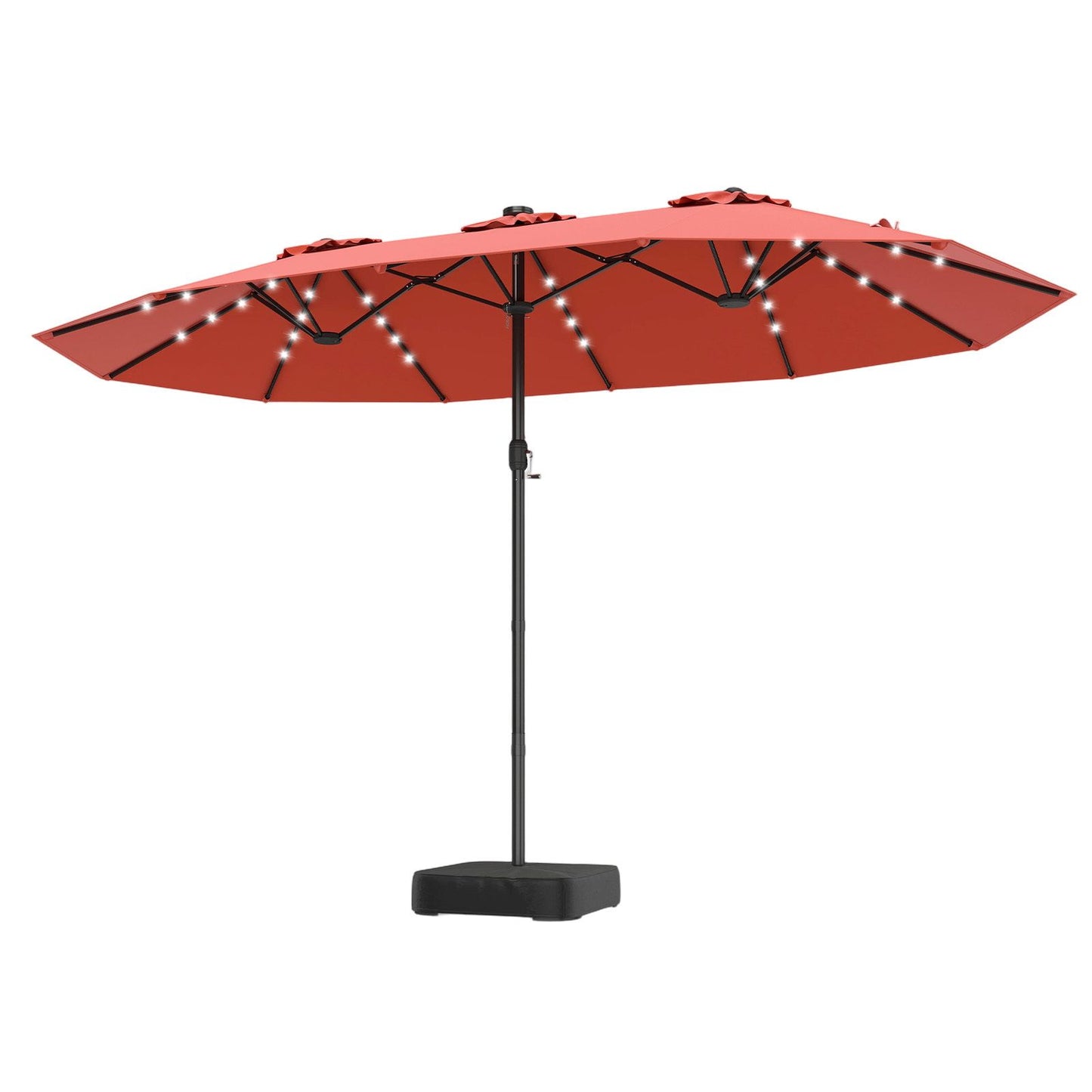 Coast 460 x 285 cm Doppelter Gartenschirm, orange, mit 48 solarbetriebenen LEDs – Extra großer Sonnenschirm mit selbstaufladendem Solarpanel
