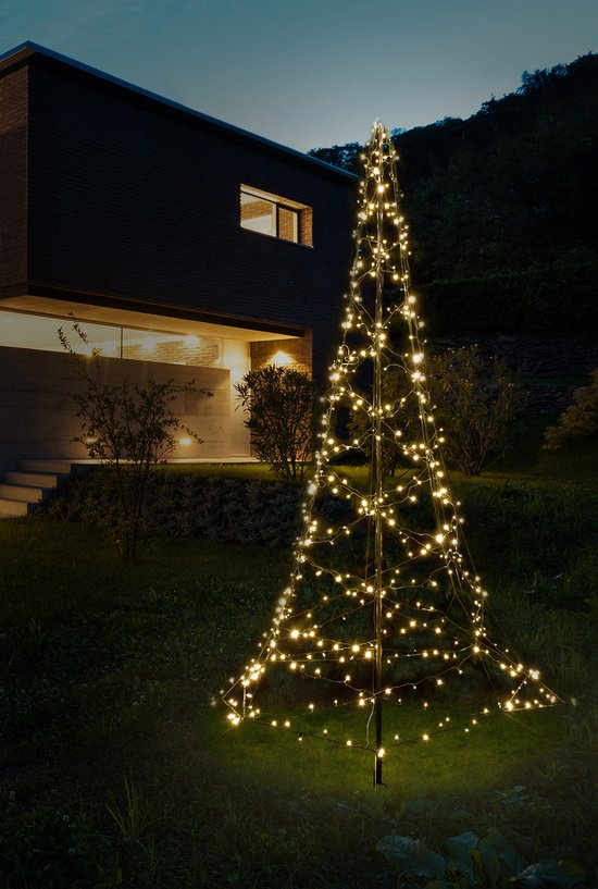 FlinQ Flagpole Weihnachtsbaum 3m Warm White - Licht Weihnachtsbaum - 480LEDS - Weihnachtsbaumbeleuchtung - Weihnachtsbeleuchtung im Freien