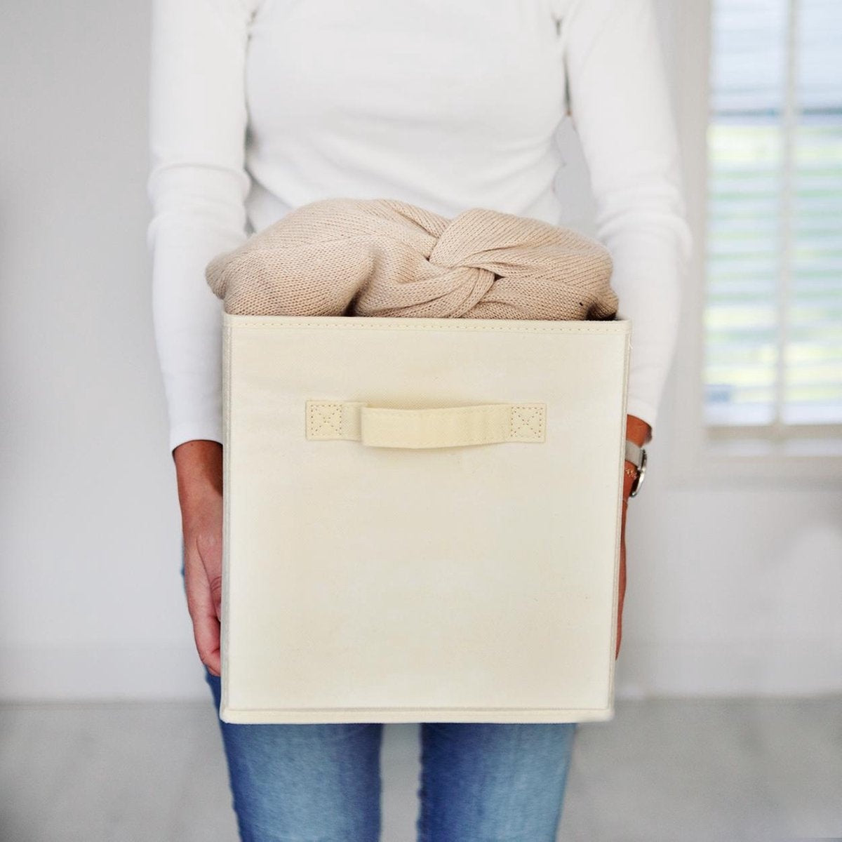 LifeGoods - Kleiderschrank-Organisatoren - 6 Stück - 20L - Textil - Beige