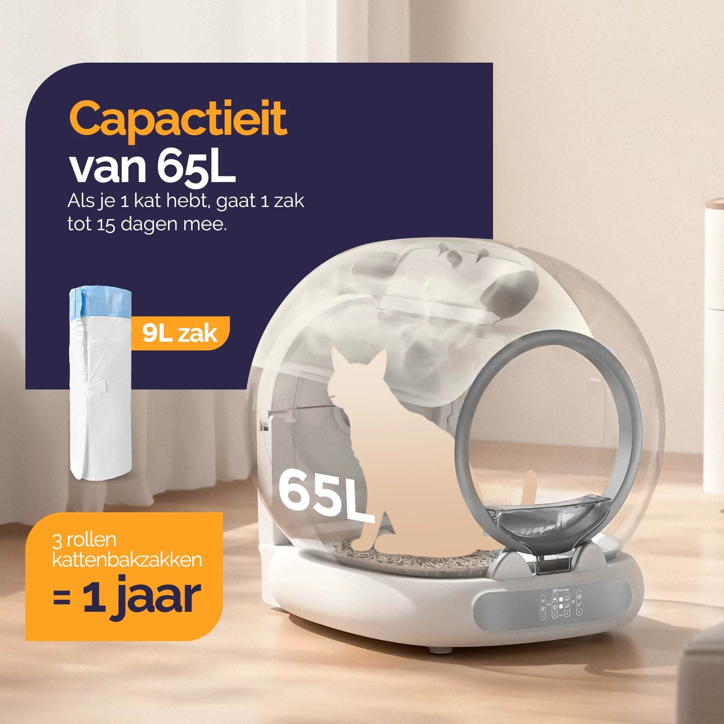 Viervoeter Fresh 3 Selbstreinigende Katzentoilette – Mit App – Geruchsneutralisierer – Intelligente Sensoren