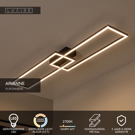 Lucide ARIANNE – Deckenleuchte – LED – CCT – 1x23 W 2700 K/4000 K – Schwarz