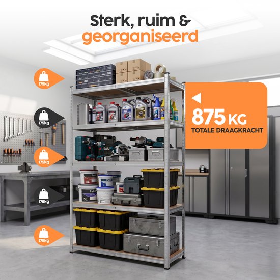 Infinity Goods Regalsystem – 2er-Set – 180 x 90 x 40 cm – Aufbewahrungsregal aus Metall – Vorratsregal – Lagerregal mit 5 Einlegeböden – max. 175 kg pro Einlegeboden, 875 kg insgesamt