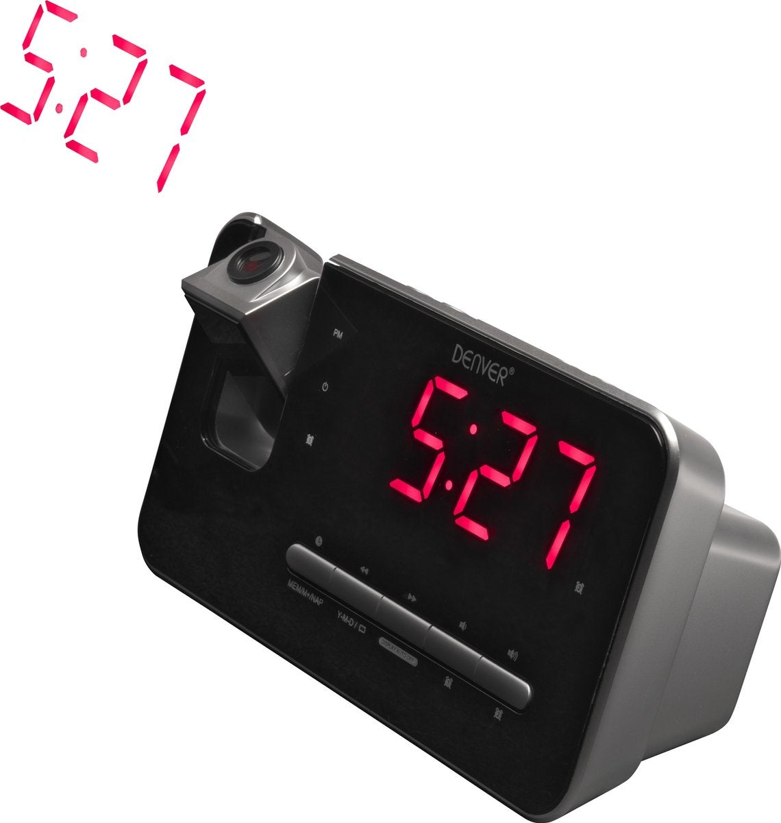 Denver Radiowecker mit Projektion - Digitaler Wecker - FM-Radio - Doppelalarm - CRP618 - Schwarz