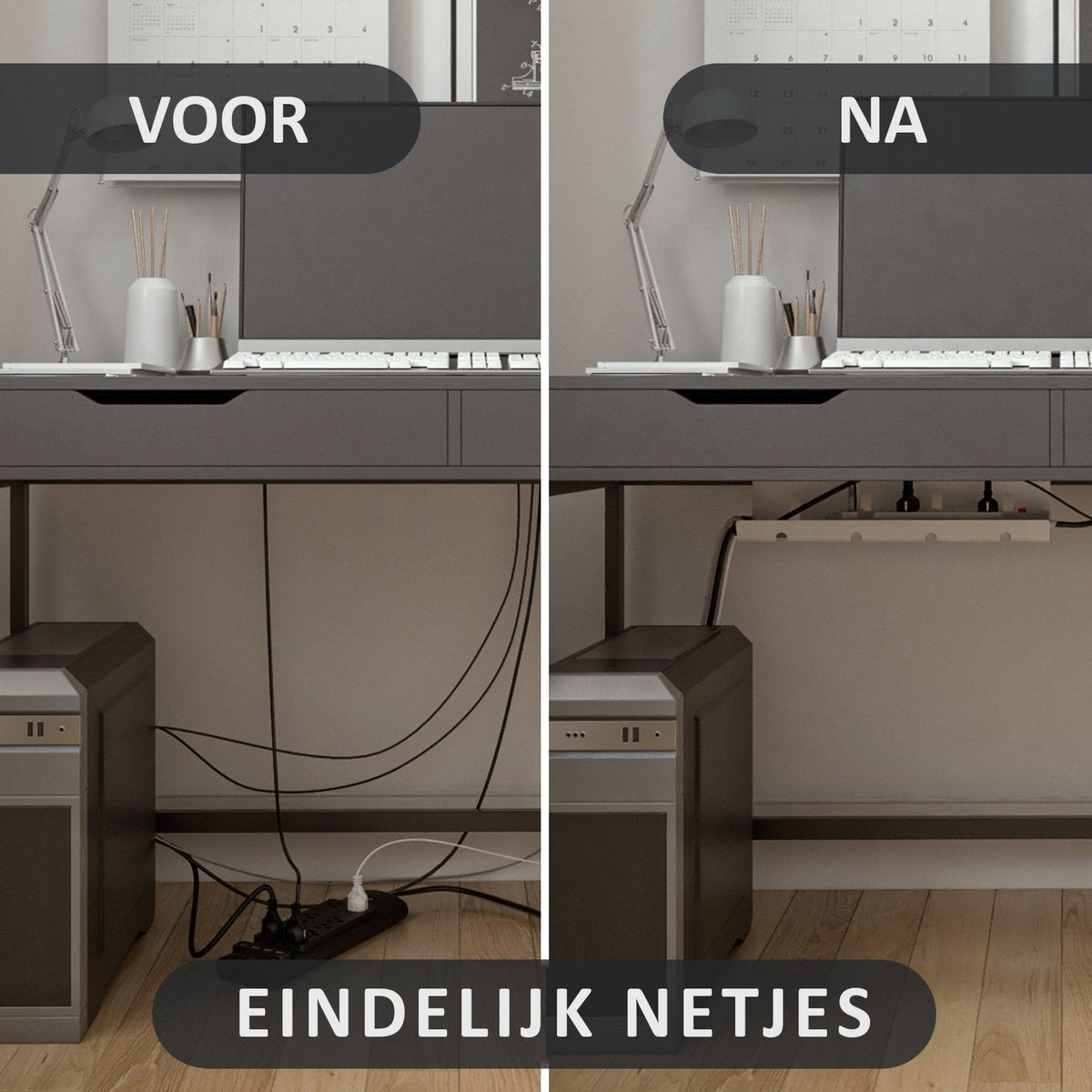 Stilemo Cable Tray Desk - Kabelhalter 43 CM - Kabelorganisator 5 KG Tragfähigkeit - Weiß