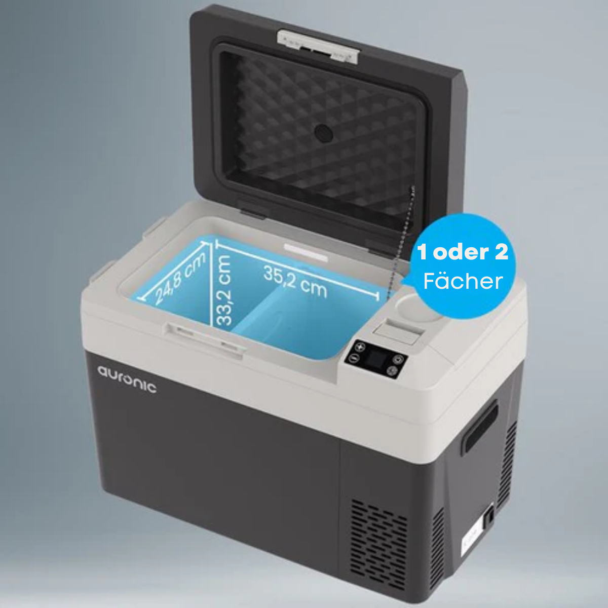 Auronic Electric Cool Box - Frigobox - Kompressor - 12V 230 Volt - Auto - 30L - Schwarz/Grau