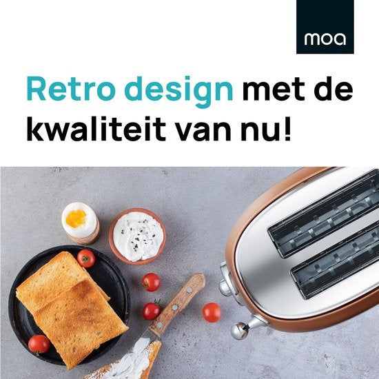 MOA Retro-Toaster - 6 Heizstufen - 2 extra breite Schlitze - 850W - Aufwärm- und Auftaufunktion - Schwarz - T3C