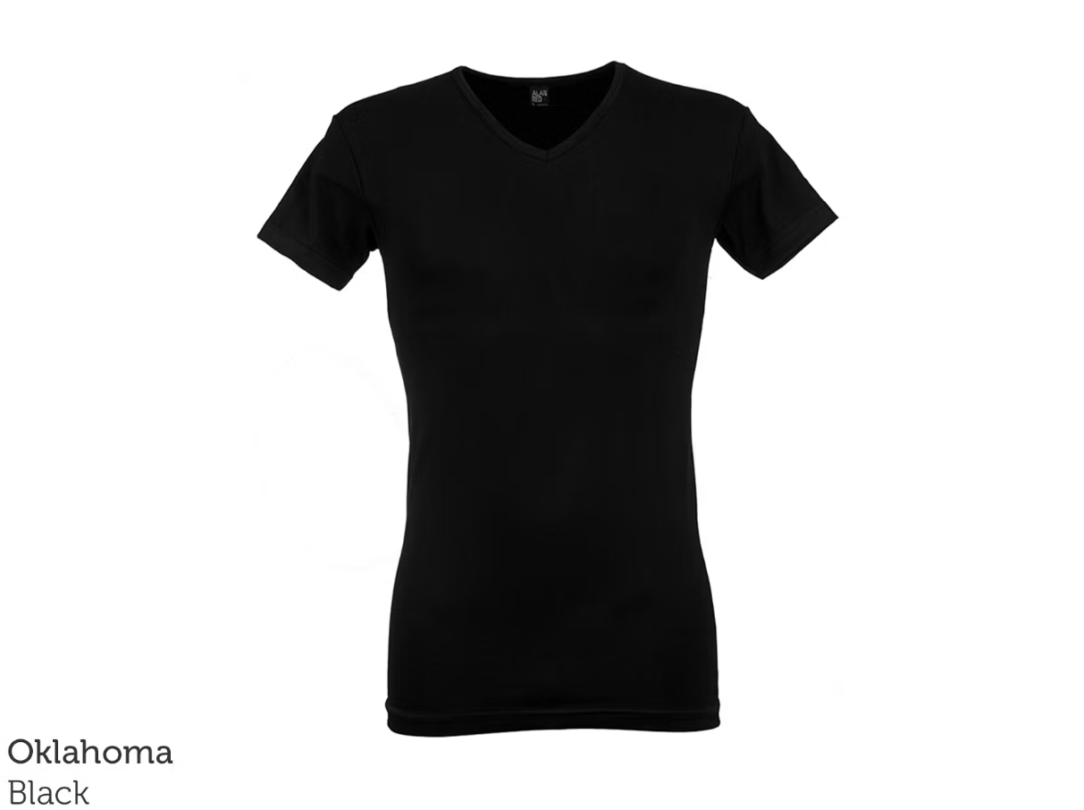 Alan Red - 4x Ottawa T-Shirt - Body Fit & weiche Stretch-Baumwolle - Schwarz - Größe L