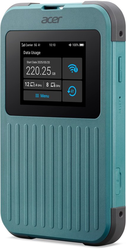 Acer Connect M4 – Tragbarer MiFi-Router – Mobiler Hotspot – 5G – WLAN 6 – Dualband – SIM – eSIM – Virtuelle SIM – inklusive 1 GB – bis zu 16 Geräte – ideal für unterwegs oder auf dem Campingplatz
